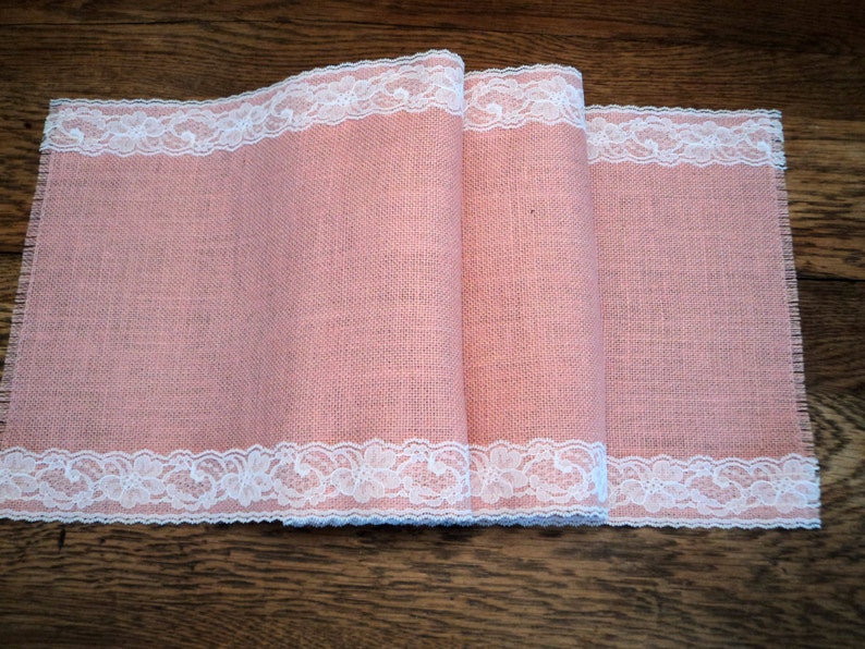 Blush Pink Burlap and Lace Table Runner Baby Girl Shower Etsy