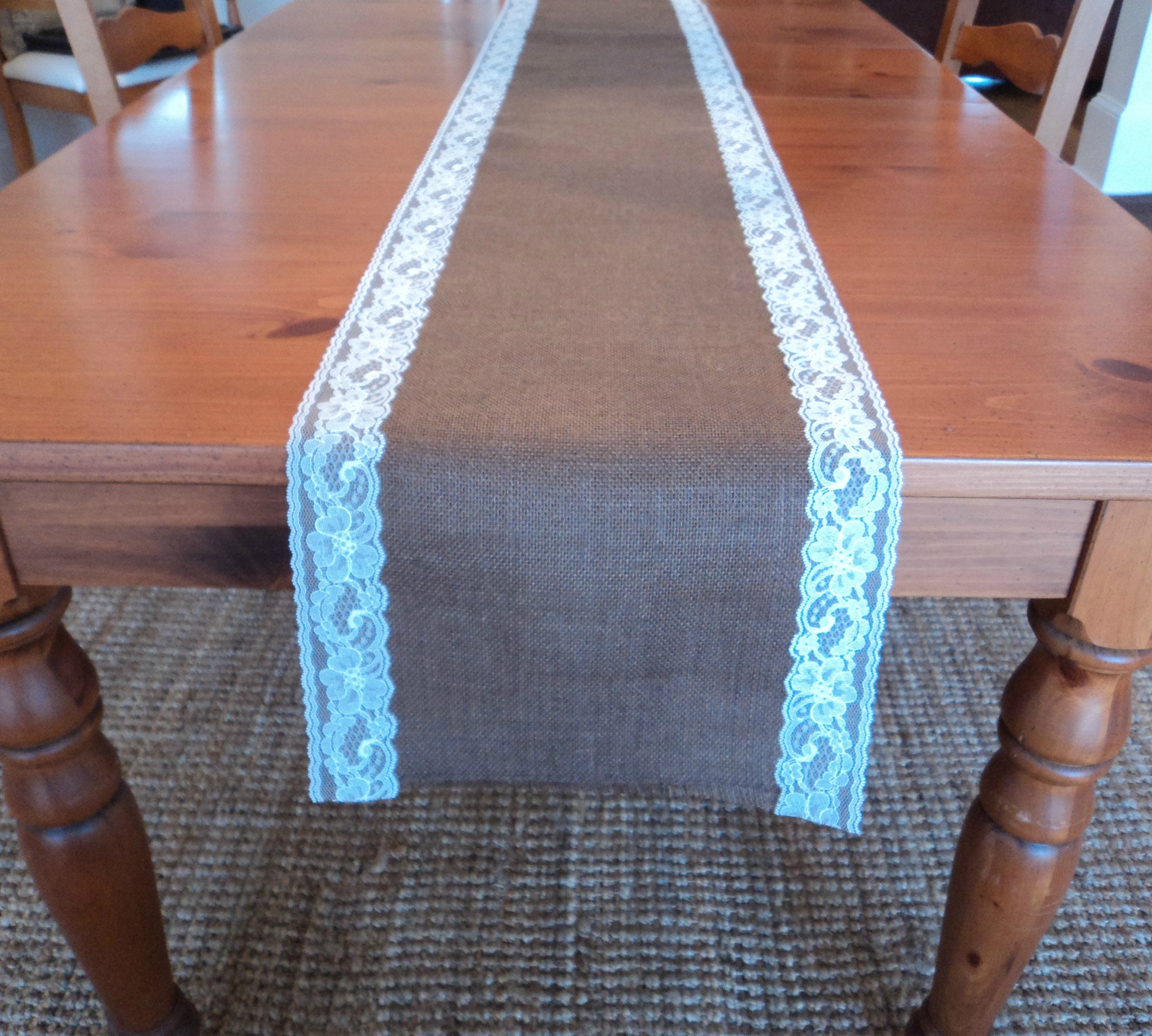 Burlap and Lace Table Runner Dusty Blue Burlap Table Runner Etsy