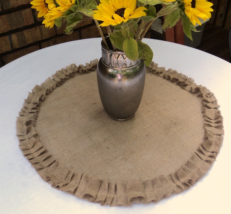 Round Burlap Table Centerpiece Burlap Table Topper with Etsy