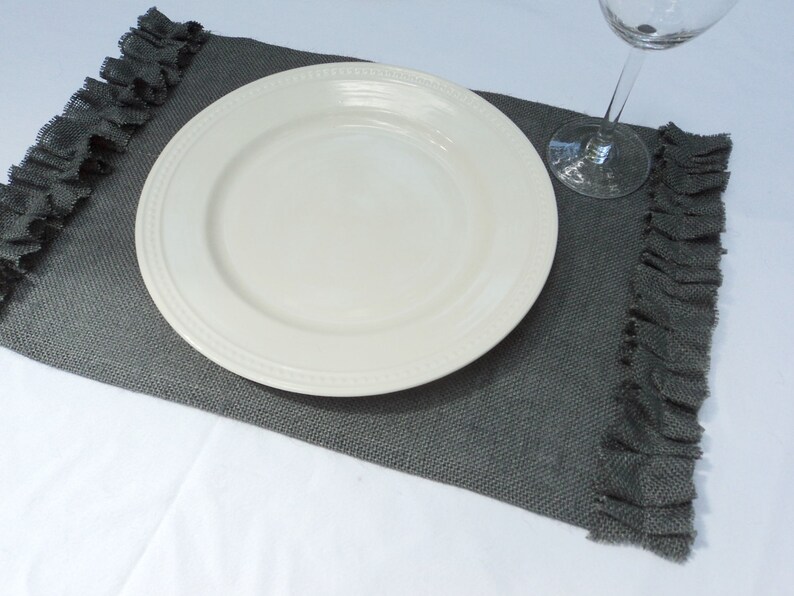Gray Placemats Burlap Placemats Gray Table Settings Placemats Etsy