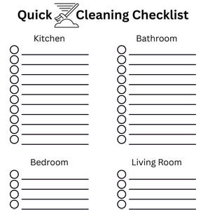 Quick Cleaning Checklist (Blank) | Home and Apartment Cleaning List PDF | Moving Cleaning Guide