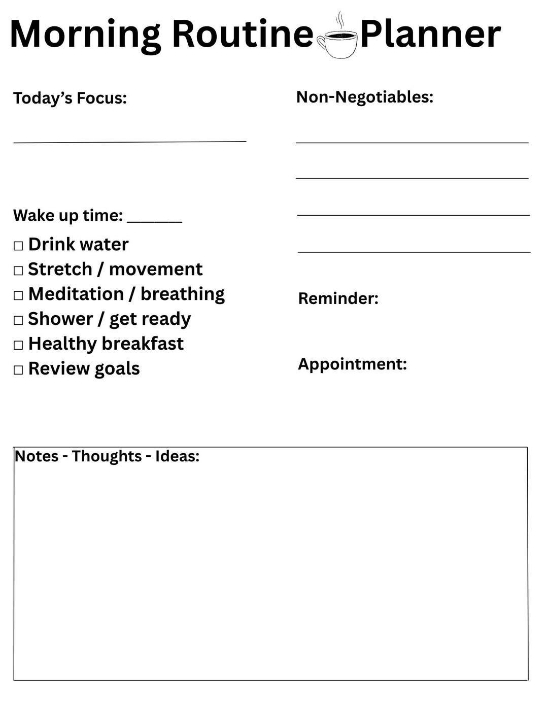 Morning Routine Planner Printable, Daily Routine Planner, Productivity ...