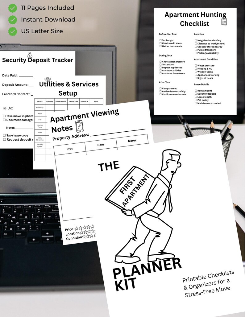 First Apartment Planner Printable | Apartment Hunting Checklist ...