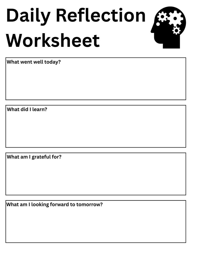 Self Reflection Worksheet Printable, Personal Growth Journal Page ...