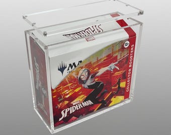 Vitrina acrílica para sobres de colección de Magic The Gathering MTG con tapa magnética y 99 % de protección UV.