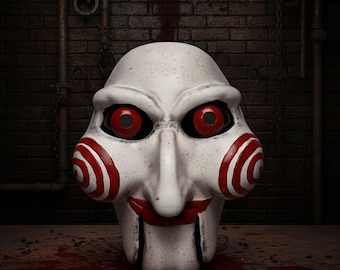 Billy the Puppet Saw Mask – Hand-Painted Jigsaw Horror Mask for Halloween, Cosplay,  Display – M&R Mask and More – High-Quality Movie Prop