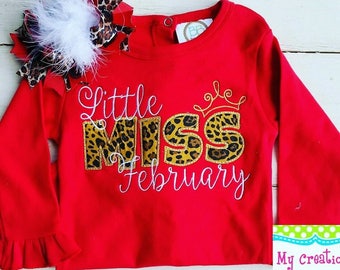 Little Miss February Valentines Day Shirt