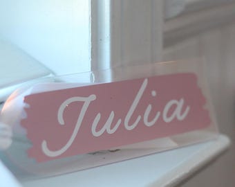 Personalized Acrylic Bookmark with White Ribbon: Custom Name or Flower