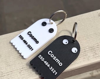 Etiqueta de identificación de perro espeluznante