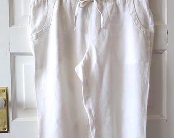 Athleta Pure  Linen White Capri Pants Size 10