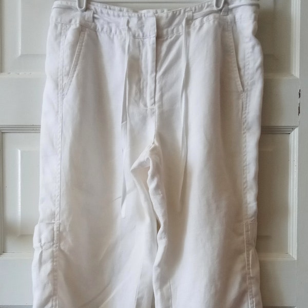 White Linen Cargo Pants, 10, Charter Club