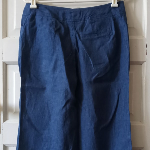 Blue Linen Capri Pants 12, Jones NY Signature