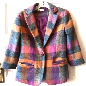Plaid Wool Jacket, Blazer, XS - xxs, SURPRISE GIFT Included