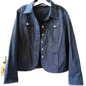 Christine Alexander Black Beaded Denim Jacket M