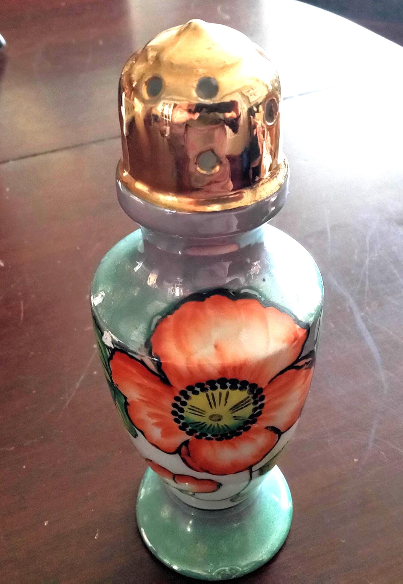 Japanese Vintage Vase AD1800~ 江戸後期_花器_貫入 Takaoka Toyo Vintage Vase with Crane motif, Black Gold