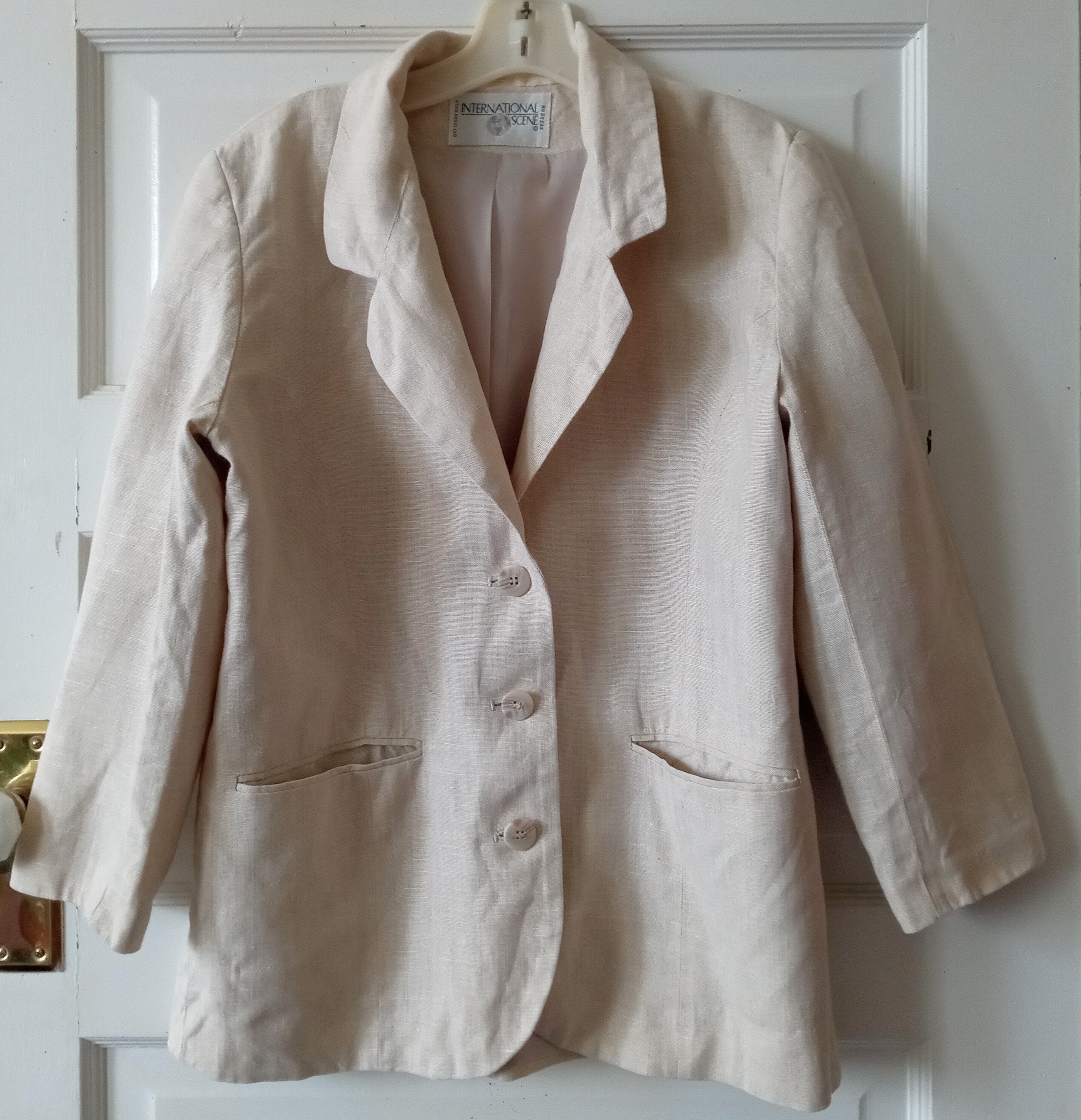 International Scene Linen Jacket, Blazer, Size 6, Cream