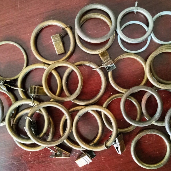 Lot of 28 Metal Curtain Rings