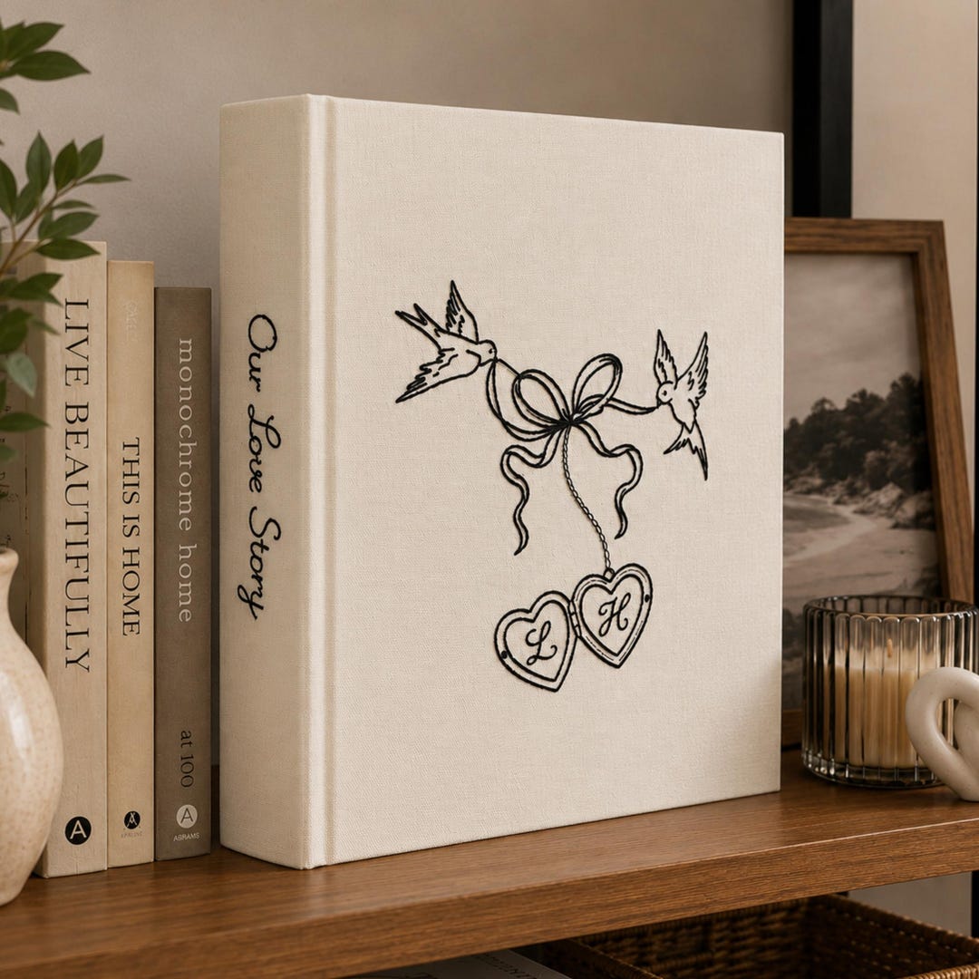 Hand Embroidered Photo Album With Sleeves, Embroidered Memory Book, Anniversary Gift, Unique Photo Album, Wedding Embroidered Photo Album - 1, 6x9 cm – 200 photos