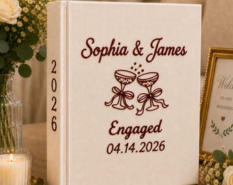 Custom Hand Embroidered Wedding Photo Album, Wedding Champagne Linen Guest Book, Rustic Keepsake Guest Wedding Book, Bridal Shower Gift