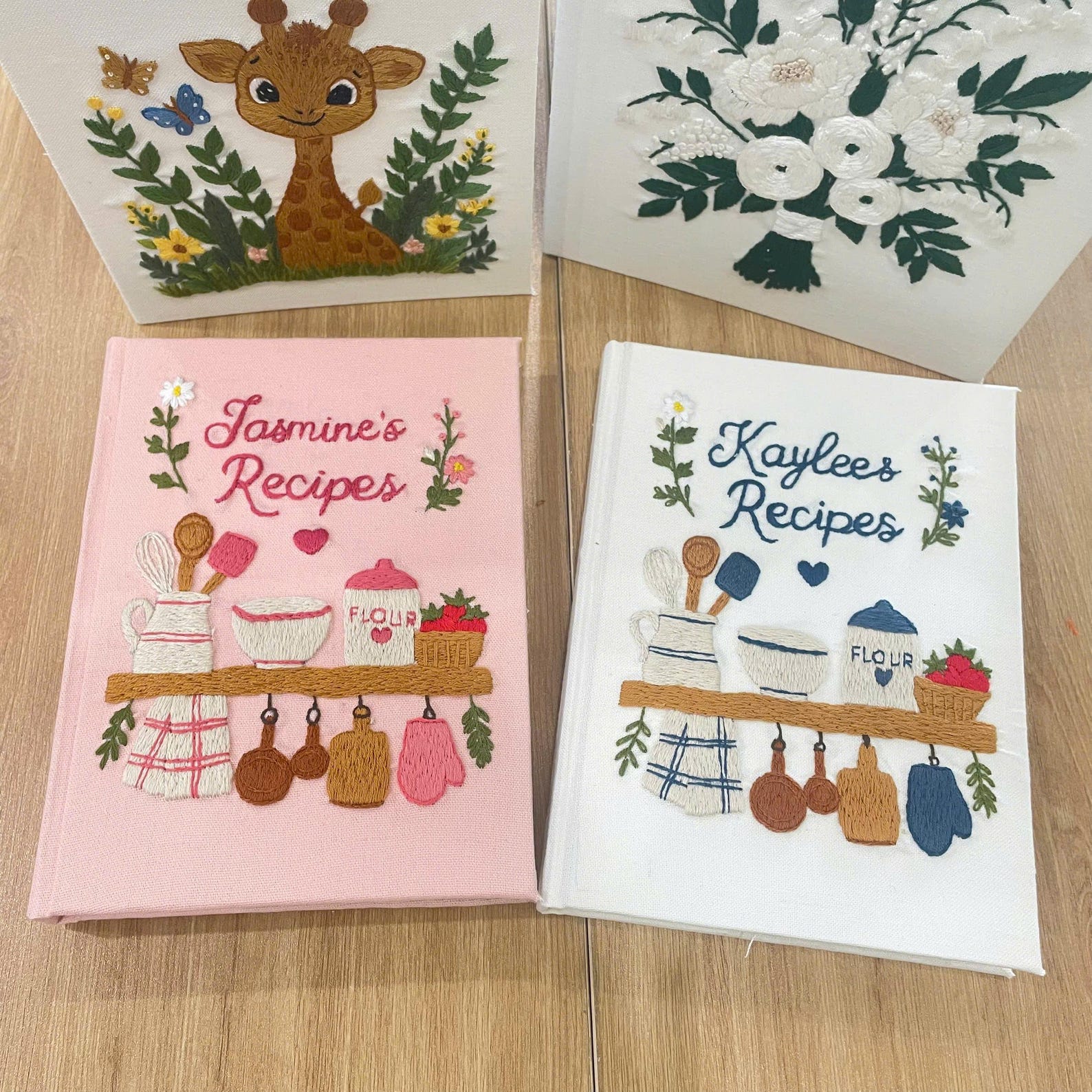 Personalized Embroidered Recipe Book, Vintage Cookbook Embroidered Notebook A5, Kitchen Recipe Journal, Cottagecore Baking Memory Book Gift