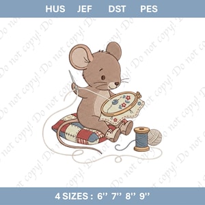 Mouse Embroidery File: Sewing, Hoop, Thread Design (Digital Download)