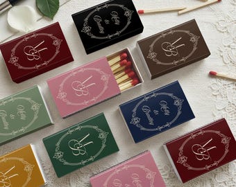 Personalized Wedding Matchboxes, Elegant Monogram Matchbox Favors, Custom Wedding Matchbook for Guests, Old Money Style Reception Decor