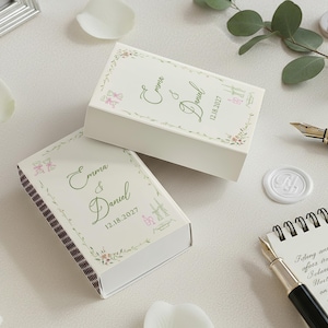 Personalized Wedding Matchboxes Custom Wedding Favors for Guests Elegant Floral Match Box Bulk Bridal Shower Favors Reception Table Decor