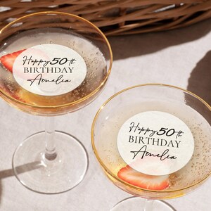 Personalized Edible Drink Toppers for Birthday Party - Custom Cocktail Toppers - 20th 30th 40th 50th Milestone Birthday Decor image 9