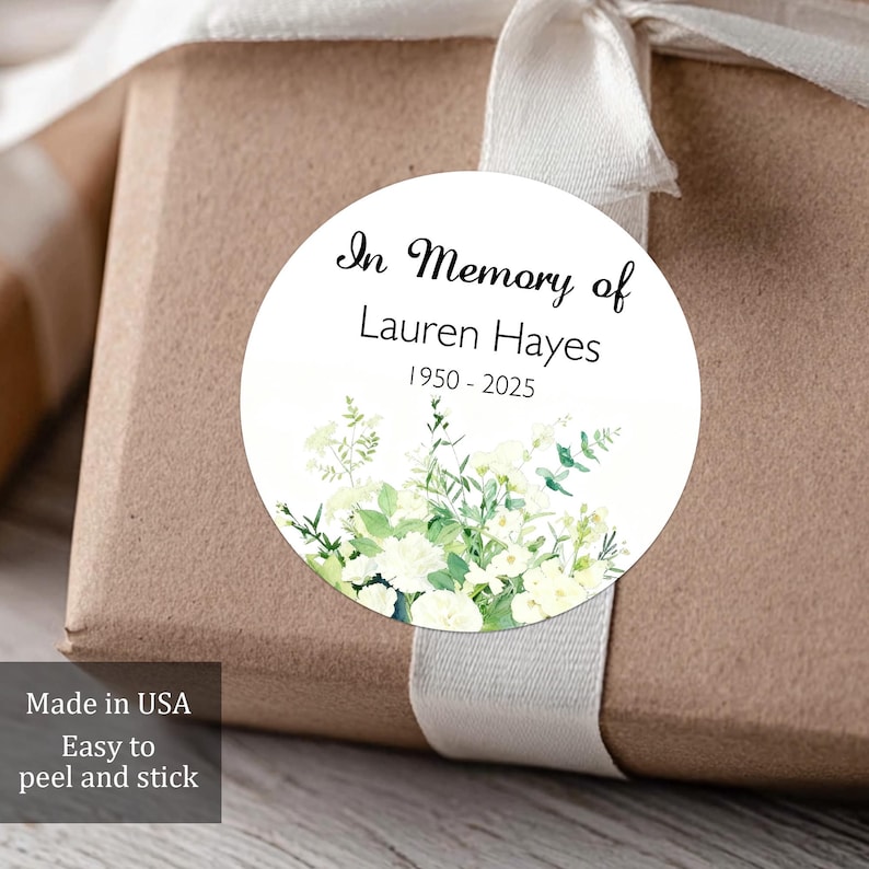 Custom Memorial Round Stickers in Loving Memory Personalized Funeral ...
