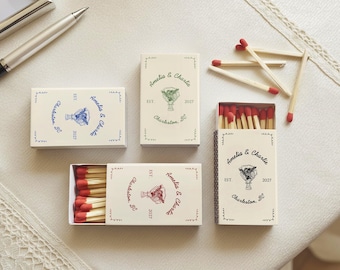 Personalized Wedding Matchboxes Custom Matchbox Favors for Guests Elegant Floral Bridal Shower Favors Engagement Party Matchbooks