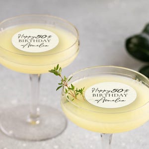 Personalized Edible Drink Toppers for Birthday Party - Custom Cocktail Toppers - 20th 30th 40th 50th Milestone Birthday Decor image 3