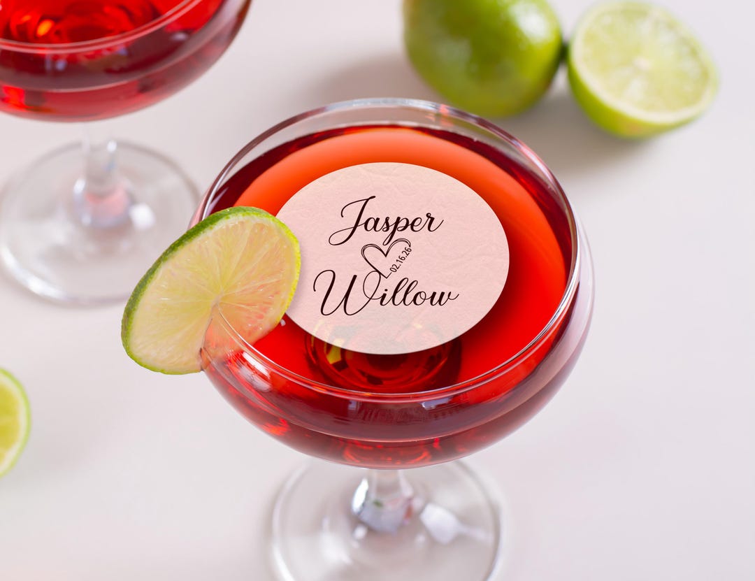 Personalized Wedding Cocktail Toppers | Edible Drink Discs - Etsy