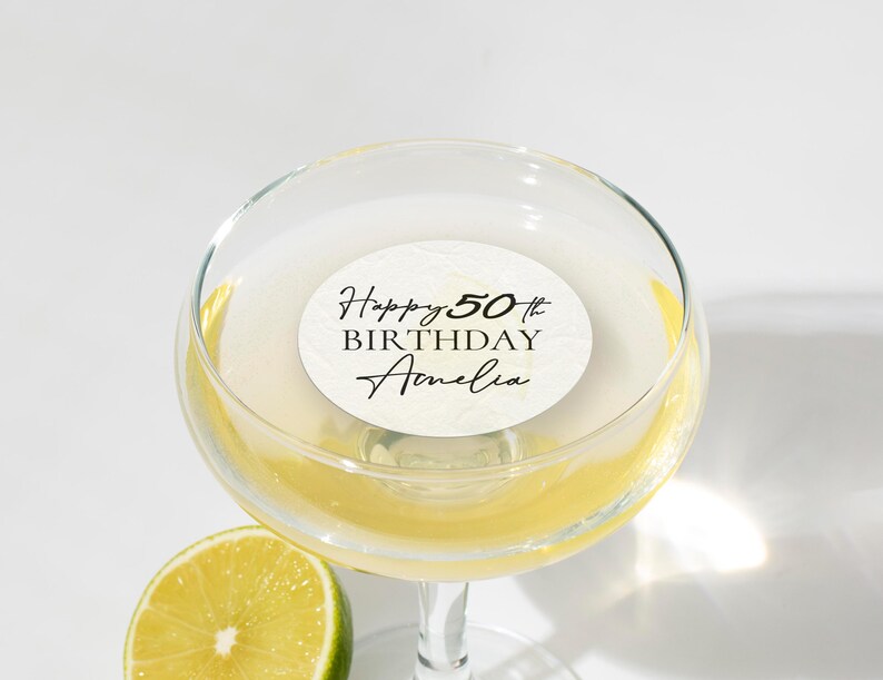 Personalized Edible Drink Toppers for Birthday Party - Custom Cocktail Toppers - 20th 30th 40th 50th Milestone Birthday Decor image 13