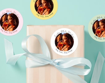Custom Photo Round Stickers, Personalized Image Labels, Party Favor & Packaging Stickers, Wedding Birthday Baby Shower, 1.5”-2.5” Face Tag