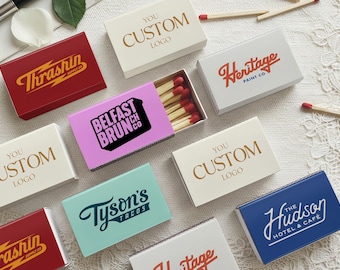 Custom Logo Matchboxes for Business Branding and Small Batch Merch Personalized Wedding Favor Matches Bulk Restaurant Swag Event Gifts