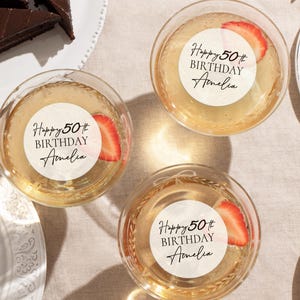 Personalized Edible Drink Toppers for Birthday Party - Custom Cocktail Toppers - 20th 30th 40th 50th Milestone Birthday Decor image 7