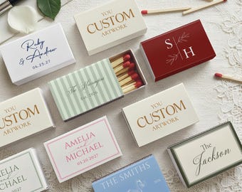 Custom Matchbox with Your Artwork Personalized Wedding Favors for Guests Direct Printed Match Box Bulk Small Business Branding Logo Matches