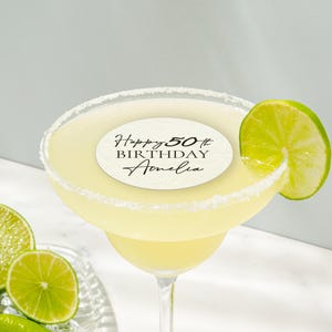 Personalized Edible Drink Toppers for Birthday Party - Custom Cocktail Toppers - 20th 30th 40th 50th Milestone Birthday Decor image 5