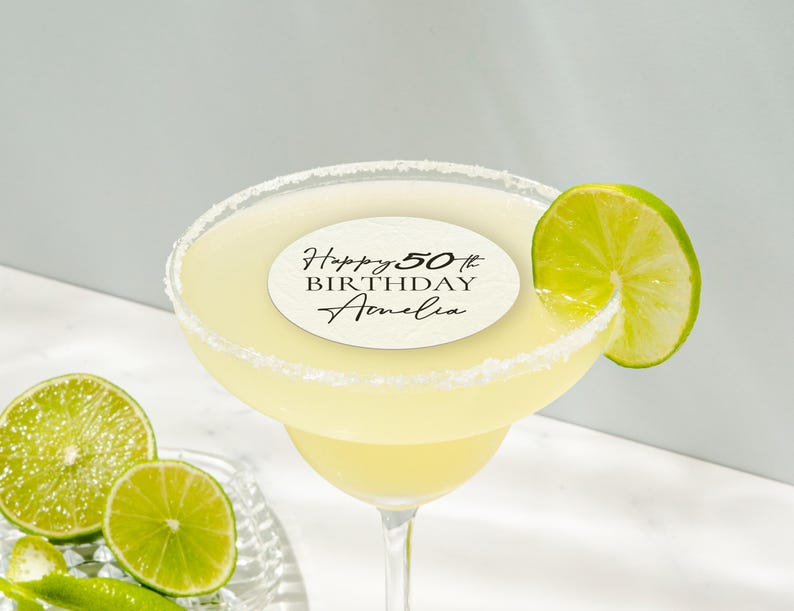 Personalized Edible Drink Toppers for Birthday Party - Custom Cocktail Toppers - 20th 30th 40th 50th Milestone Birthday Decor image 5