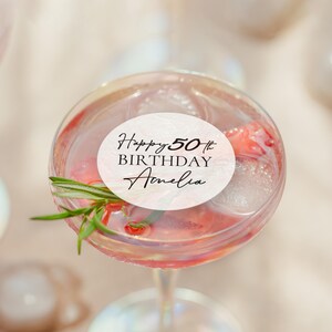 Personalized Edible Drink Toppers for Birthday Party - Custom Cocktail Toppers - 20th 30th 40th 50th Milestone Birthday Decor image 11