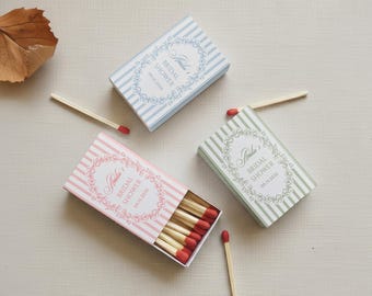 Personalized Bridal Shower Matchbox Favors Custom Name and Date Wedding Party Favors for Guests Striped Floral Match Boxes Bulk Set of Decor