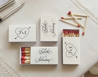 Personalized Wedding Matchboxes: Botanical Olive Branch Monogram Favor