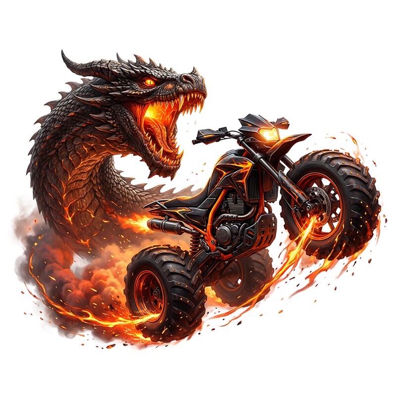 Motorcycle Monster Graphics Monster Animal Biker Clipart | Dark Fantasy Motorcycle PNG Bundle ...