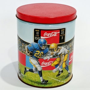Tin Coca-Cola® Sports Coke® Football Basketball Baseball Canister Vintage Soda Pop Soft Drink  Metal Kitchen Storage Canister Container