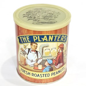 Tin PLANTERS® Roasted Peanuts 1982 Planters Limited Edition Nostalgic Vintage Can Storage Canister Container Lid