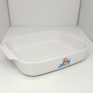 CorningWare® Roaster: "Fresh Cut" Floral Pattern–Large Pyroceram Ceramic Vintage Ovenware