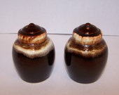 Salt Pepper Brown Drip Glazed Salt Pepper Shakers
