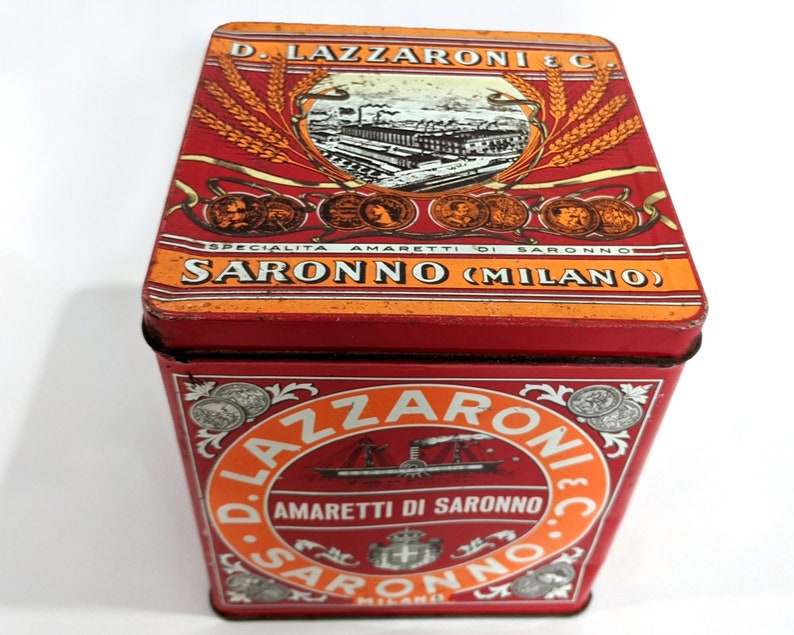 Tin Biscotti Cookie Biscuit Small Tin Lazzaroni Amaretti Di Saronno