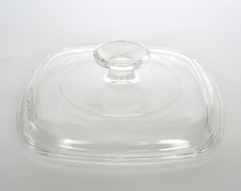 CorningWare: A-7-C Replacement–Square Clear Glass Lid–Large Knob