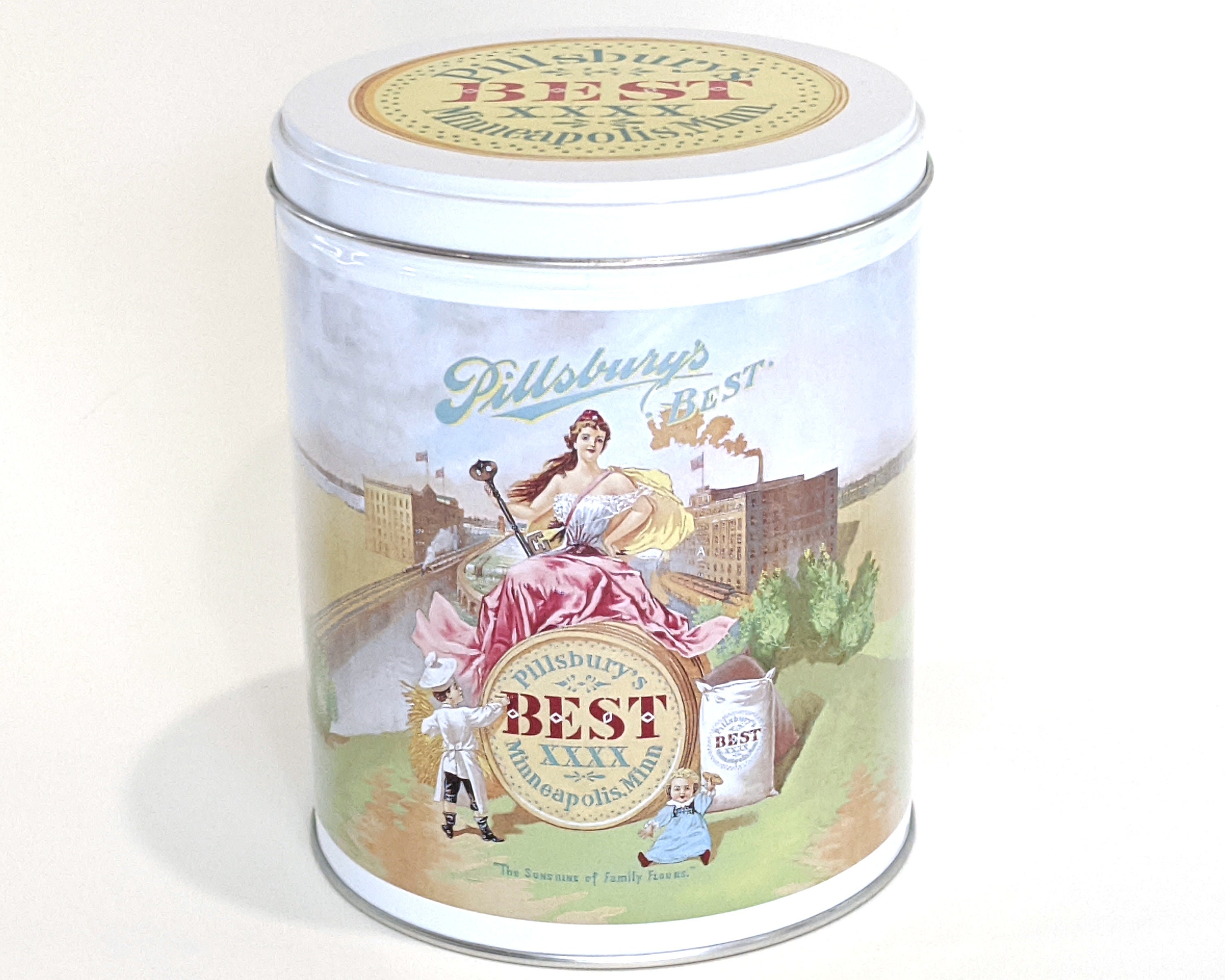 Tin: Pillsbury's™ Flour–125th Anniversary Ed–vintage ©1994 White